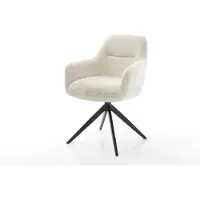 DELIFE Draaistoel Pejo-Flex pluchen crème-wit kruisframe breed zwart 360° draaibaar rocker-functie pocketveer kern