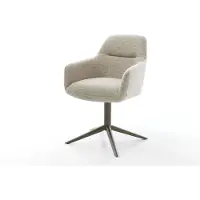 DELIFE Draaistoel Pejo-Flex geweven stof beige kruispoot afwerking met titanium 360° draaibaar rocker-functie pocketveer kern
