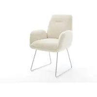 DELIFE Eetkamerstoel Zoa-Flex teddy beige slipframe roestvrij staal pocketveer kern