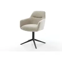 DELIFE Draaistoel Pejo-Flex geweven stof beige kruispoot zwart 360° draaibaar rocker-functie pocketveer kern