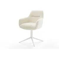 DELIFE Draaistoel Pejo-Flex teddy beige kruispoot wit 360° draaibaar rocker-functie pocketveer kern