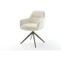 DELIFE Draaistoel Pejo-Flex pluchen crème-wit kruisframe breed afwerking met titanium 360° draaibaar rocker-functie pocketveer kern