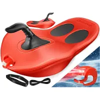 Kesser Bob Snow / Slede / Snowhoover / Bob Alpina Met LED Licht incl. Trekkoord Slee Slee Kinderslee Zip Bob Plastic Slee Stal voor Kinderen & Volwassenen Sneeuwsport Wintersport ZIPFEL Slee - Rood