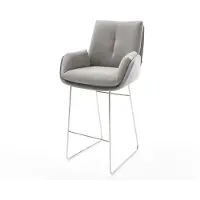 DELIFE Barstoel Clea-Flex structuurstof zacht grijs sledepootframe RVS pocketvering