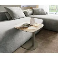 DELIFE Bijzettafel Edge Boot 50x50 cm keramiek Minas Melange Eleny Metall effectafwerking titaan