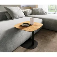 DELIFE Bijzettafel Edge Boot 50x50 cm Eiken Naturel Zwitserse rand Eleny zwart metaal