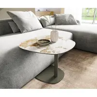 DELIFE Bijzettafel Edge Boot 60x60 cm keramiek Minas Melange Eleny Metall effectafwerking titaan