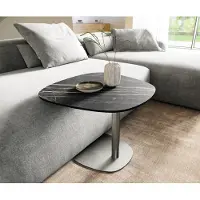 DELIFE Bijzettafel Edge Boot 60x60 cm keramiek Laminam Noir Desir bruin Eleny geborsteld roestvrij staal