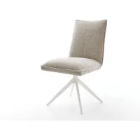 DELIFE Draaistoel Lelio-Flex geweven stof beige kruisframe breed wit 360° draaibaar rocker-functie pocketveer kern