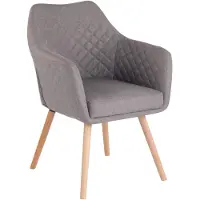 CLP Esskamerstoel Gent met armleuningen, fauteuil met houten frame, moderne keukenstoel, grijze bekleding, naturel frame