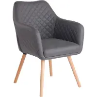 CLP Essstoel Gent, kunstleer met comfortabele bekleding in de zitting, rugleuning en armleuningen, grijs. Frame in natuurlijke kleur