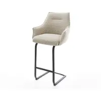 DELIFE Barstoel Alja-Flex Zachte Geweven stof Beige Vrijkantelframe plat metaal Zwart Pocketvering