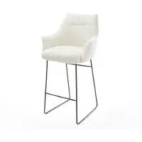 DELIFE Barstoel Alja-Flex Bouclé zacht Beige Sledeonderstel metaal zwart Zwart Pocketvering
