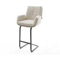 DELIFE Barstoel Clea-Flex Zachte Geweven stof Beige Vrijkantelframe plat metaal Zwart