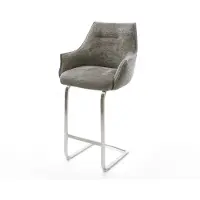 DELIFE Barstoel Alja-Flex Bouclé zacht Mud Vrijkantelframe plat roestvrij staal Zilver Pocketvering