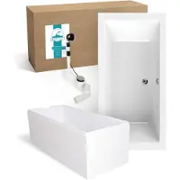 Calmwaters Modern Square 2 - Badkuip - 200 x 90 cm - Set badkuipdragers