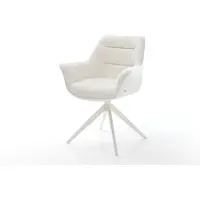 DELIFE Draaistoel Kaira-Flex bouclé zacht beige kruisframe breed wit 360° draaibaar rocker-functie
