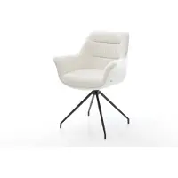 DELIFE Eetkamerstoel Kaira-Flex bouclé zacht beige kruisframe conisch zwart