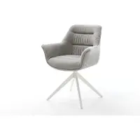 DELIFE Draaistoel Kaira-Flex zachte stof met structuur grijs kruisframe breed wit 360° draaibaar rocker-functie