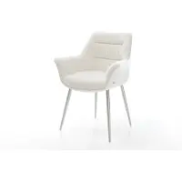 DELIFE Eetkamerstoel Kaira-Flex bouclé zacht beige 4-poot conisch roestvrij staal