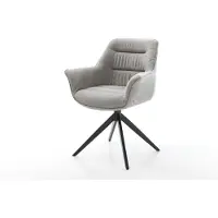 DELIFE Draaistoel Kaira-Flex zachte stof met structuur grijs kruisframe breed zwart 360° draaibaar rocker-functie