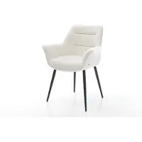 DELIFE Eetkamerstoel Kaira-Flex bouclé zacht beige 4-poot conisch zwart