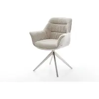 DELIFE Draaistoel Kaira-Flex geweven stof beige kruisframe breed roestvrij staal 360° draaibaar rocker-functie