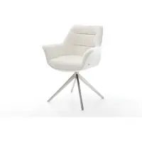 DELIFE Draaistoel Kaira-Flex bouclé zacht beige kruisframe breed roestvrij staal 360° draaibaar rocker-functie