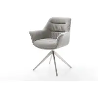 DELIFE Draaistoel Kaira-Flex zachte stof met structuur grijs kruisframe breed roestvrij staal 360° draaibaar rocker-functie