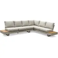 LUX outdoor living Vegas lounge hoekbank tuin-rechts 6 personen | aluminium + polywood | beige | 4-delig - 311x230cm