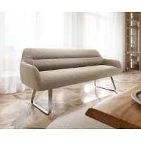 DELIFE Eetkamerbank Taya-Flex 200 cm bouclé mud platte sledebasis roestvrij staal pocketvering