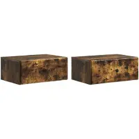 vidaXL Muurbevestigde Nachttafel 2 pcs Gerookt eiken 49 x 34,5 x 20 cm
