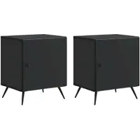 vidaXL Nachtkastje 2 pcs Zwart 43 x 34,5 x 50 cm Bewerkt hout