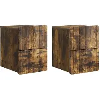 vidaXL Muurbevestigde Nachttafel 2 pcs Gerookt eiken 33 x 34,5 x 43 cm