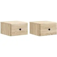 vidaXL Muurbevestigde Nachttafel 2 st Sonoma Eiken 34,5 x 33 x 20 cm