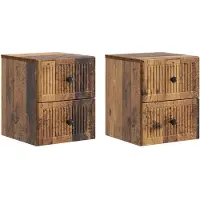 vidaXL Muurbevestigde Nachttafel 2 pcs Oud hout 33 x 34,5 x 40 cm