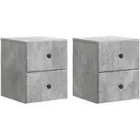 vidaXL Muurbevestigde Nachttafel 2 pcs Betongrijs 34,5 x 33 x 40 cm
