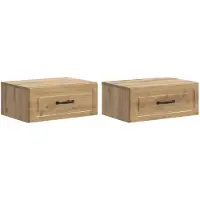 vidaXL Muurbevestigde Nachttafel 2 st Artisanaal eiken