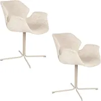 Zuiver Nikki Eetkamerstoelen Armleuning Beige - Set van 2