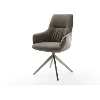 DELIFE Draaistoel Zelia-Flex met armleuning zachte stof met structuur taupe kruisframe breed grafiet 360° draaibaar rocker-functie pocketveer kern