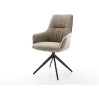 DELIFE Draaistoel Zelia-Flex met armleuning bouclé mud kruisframe breed zwart 360° draaibaar rocker-functie pocketveer kern