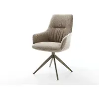 DELIFE Draaistoel Zelia-Flex met armleuning bouclé mud kruisframe breed afwerking met titanium 360° draaibaar rocker-functie pocketveer kern