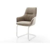 DELIFE Sledemodel Zelia-Flex met armleuning bouclé mud sledemodel vlak wit pocketveer kern