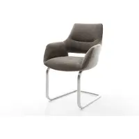 DELIFE Sledestoel Yago-Flex met armleuning sledemodel vlak roestvrij staal zachte stof met structuur taupe pocketveer kern