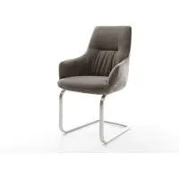 DELIFE Sledemodel Zelia-Flex met armleuning zachte stof met structuur taupe sledemodel vlak roestvrij staal pocketveer kern