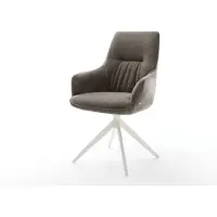 DELIFE Draaistoel Zelia-Flex met armleuning zachte stof met structuur taupe kruisframe breed wit 360° draaibaar rocker-functie pocketveer kern