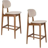 Dutchbone Marais Barkrukken 68,5 cm Walnoot kleur / Beige - Set van 2