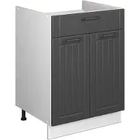Vicco Onderkast voor spoelbak/kookplaat Fame-Line, Donkergrijs/Wit, 60 cm met lade, zonder werkblad