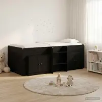 Prolenta Maison Exclusive - Bedframe in loftstijl met kast, 3 stuks, zwart, houtvezel