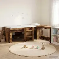 Prolenta Maison Exclusive - Stapelbed met bureau voor kinderen, gemaakt van gerecycled hout, afmetingen 90 x 190 cm
